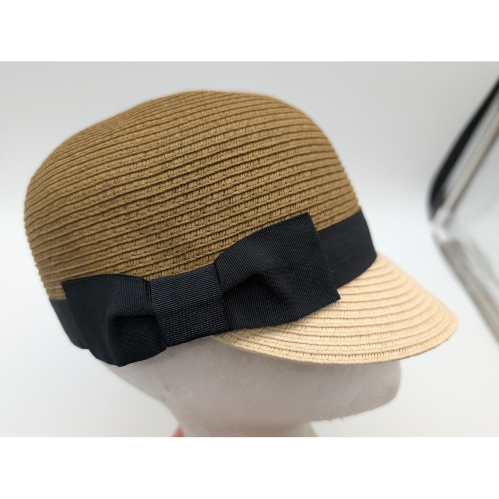Target Women Two Tone Brown Straw Cloche Hat Black Bow Ribbon F16663022 OSFM